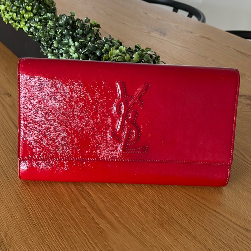 Saint Laurent Red Patent Leather clutch